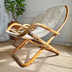 Pair of 1960s Italian Folding Bamboo Deck Chairs - 3608123