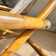 Pair of 1960s Italian Folding Bamboo Deck Chairs - 3608126