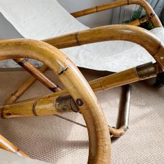 Pair of 1960s Italian Folding Bamboo Deck Chairs - 3608127