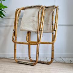 Pair of 1960s Italian Folding Bamboo Deck Chairs - 3608128