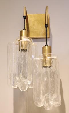 Pair of 1960s Kalmar Glass and Brass Sconces - 283408