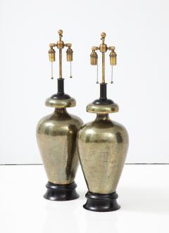 Pair of 1960s Large Hammered Brass Lamps  - 2418108