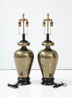 Pair of 1960s Large Hammered Brass Lamps  - 2418113