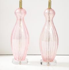 Pair of 1960s Large Pink Murano Glass Lamps - 2857008