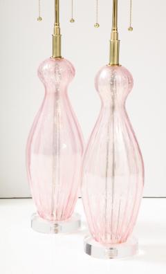 Pair of 1960s Large Pink Murano Glass Lamps - 2857009