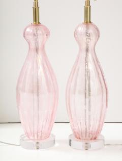 Pair of 1960s Large Pink Murano Glass Lamps - 2857014