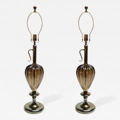 Pair of 1960s Murano Glass Lamps with Brass Details - 301778