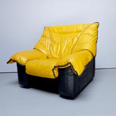 Pair of 1960s leather motorbike jacket armchairs Italy - 4316333