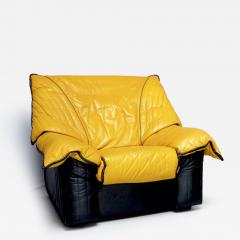 Pair of 1960s leather motorbike jacket armchairs Italy - 4319657