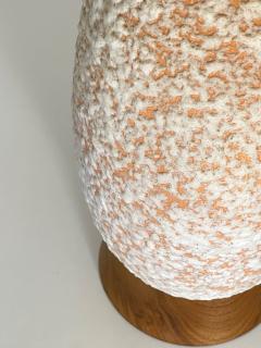 Pair of 1960s peach and white lava glaze bottle form lamps - 2682636