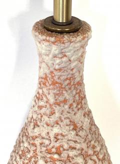 Pair of 1960s peach and white lava glaze bottle form lamps - 2682638