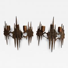 Pair of 1960s sculptural Brutalist sconces - 3959823