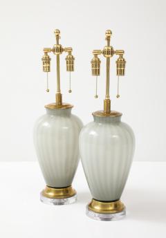 Pair of 1970s Dove Grey Murano Glass Lamps  - 4716046