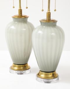 Pair of 1970s Dove Grey Murano Glass Lamps  - 4716049