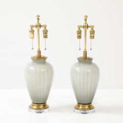 Pair of 1970s Dove Grey Murano Glass Lamps  - 4716606