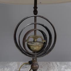 Pair of 1970s Iron and Brass Astrolabe Table Lamps France - 4073596