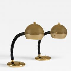 Pair of 1970s Italian gold eyeball directional table lamps - 4246786