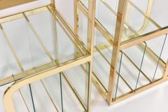 Pair of 1970s Mid Century American brass display shelves room divider - 1096170