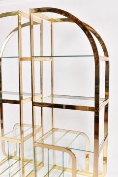 Pair of 1970s Mid Century American brass display shelves room divider - 1096173