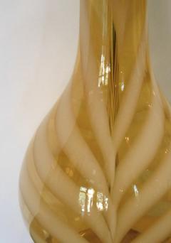 Pair of 1970s Murano Butterscotch Glass Bottle form Lamps with White Swirls - 1614438