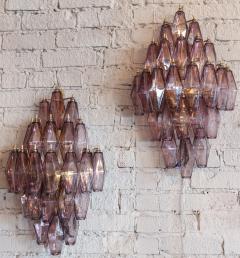 Pair of 1970s Murano Sconces with Amethyst Polyhedron Glass - 914086