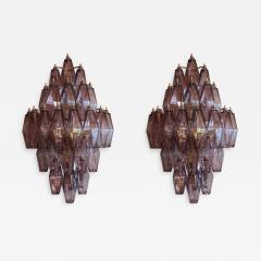 Pair of 1970s Murano Sconces with Amethyst Polyhedron Glass - 915191