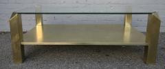 Pair of 1970s Rectangular Brass Coffee Tables with Glass Top - 224724