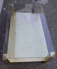 Pair of 1970s Rectangular Brass Coffee Tables with Glass Top - 224725