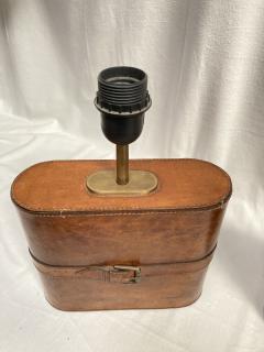 Pair of 1970s leather lamps in the style of Jacques Adnet - 3615045