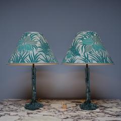 Pair of 1970s table lamps resin with original shades - 4316548