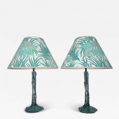 Pair of 1970s table lamps resin with original shades - 4319673