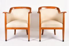 Pair of 1980s English cream and cherry wood occasional chairs - 1578182