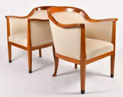 Pair of 1980s English cream and cherry wood occasional chairs - 1578183