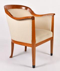 Pair of 1980s English cream and cherry wood occasional chairs - 1578185