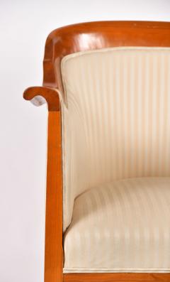 Pair of 1980s English cream and cherry wood occasional chairs - 1578186