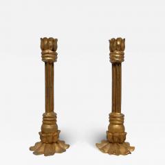 Pair of 1980s gilded brass candlesticks - 4319675