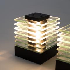 Pair of 1980s glass layered cube light - 1758788