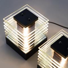 Pair of 1980s glass layered cube light - 1758789