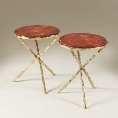 Pair of 1980s red agate side tables - 2448253