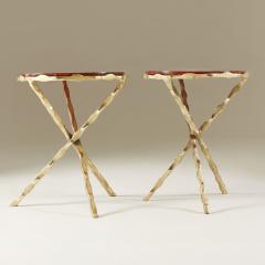 Pair of 1980s red agate side tables - 2448262