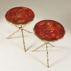 Pair of 1980s red agate side tables - 2448263