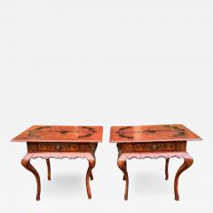 Pair of 19c Style Red Chinoiserie End Tables or Nightstands - 3010511