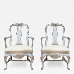 Pair of 19th C Baroque Swedish Armchairs - 3704904