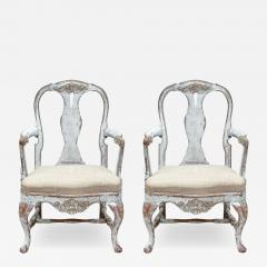 Pair of 19th C Baroque Swedish Armchairs - 4627030