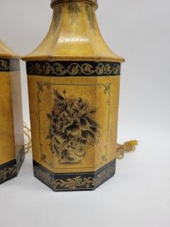 Pair of 19th C Style English Tole Tea Canister Table Lamps - 3862322