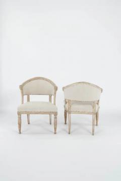 Pair of 19th C Swedish Gustavian Barrel Back Chairs - 3533370