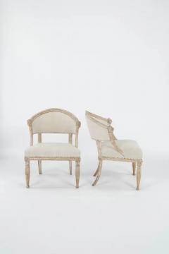 Pair of 19th C Swedish Gustavian Barrel Back Chairs - 3533372