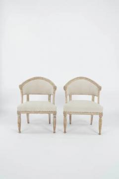 Pair of 19th C Swedish Gustavian Barrel Back Chairs - 3533373