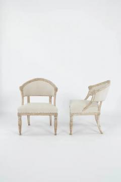 Pair of 19th C Swedish Gustavian Barrel Back Chairs - 3533435