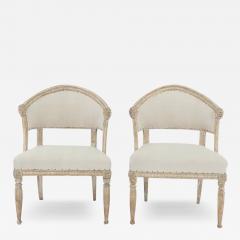 Pair of 19th C Swedish Gustavian Barrel Back Chairs - 3536300